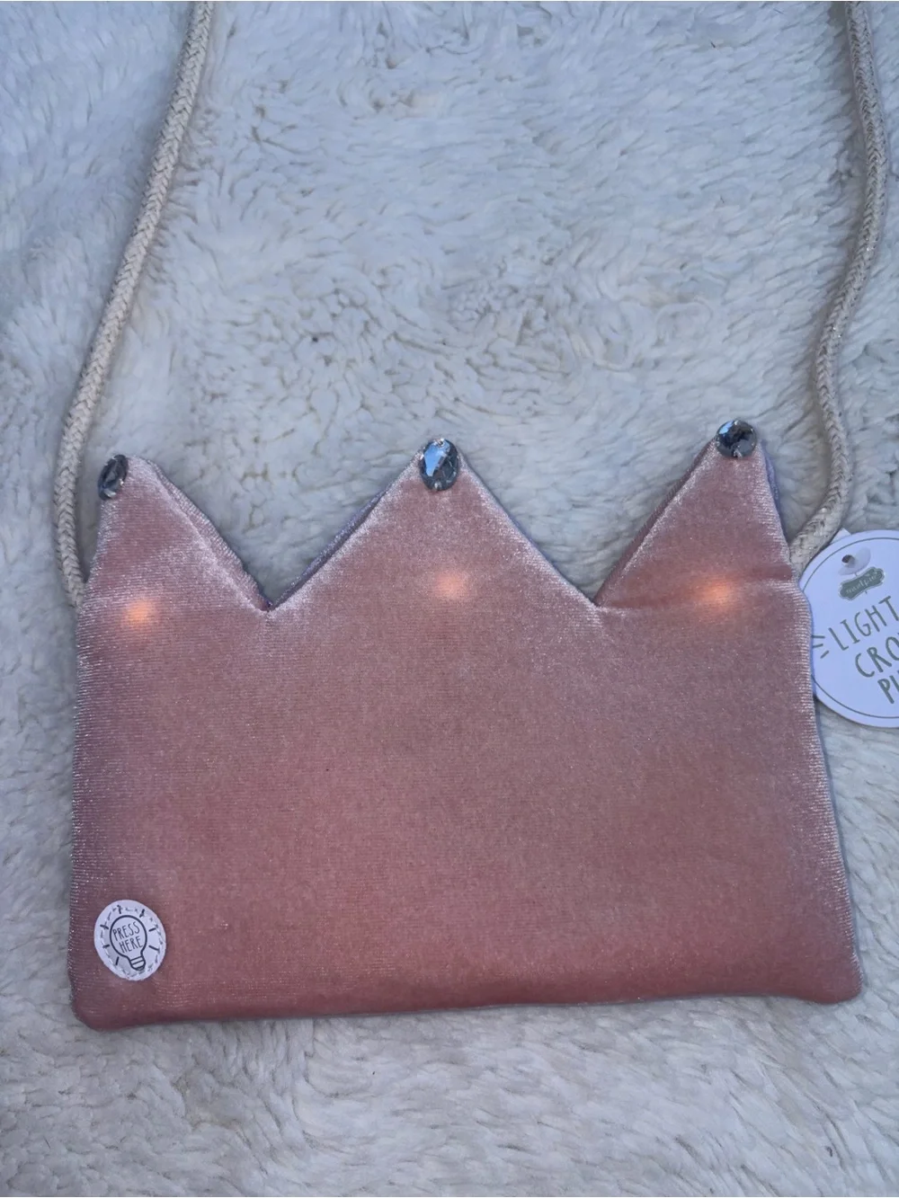 NWT Mud Pie Purple Pink Double Sided Light Up Crown Purse Velvet Magnetic
